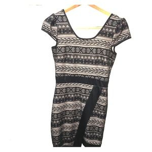 Black lace print dress